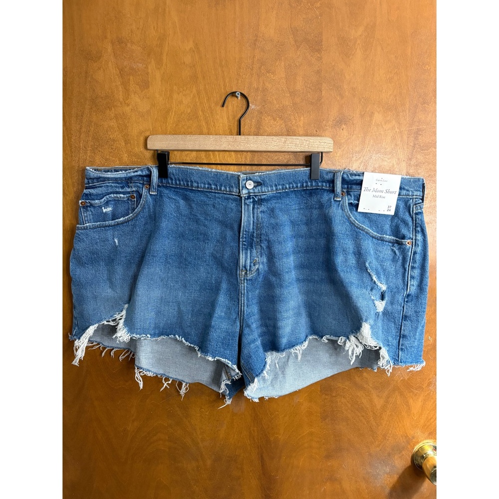 Abercrombie & Fitch High Rise Denim Mom Shorts Jean NWT 37 24 Festival Beachy